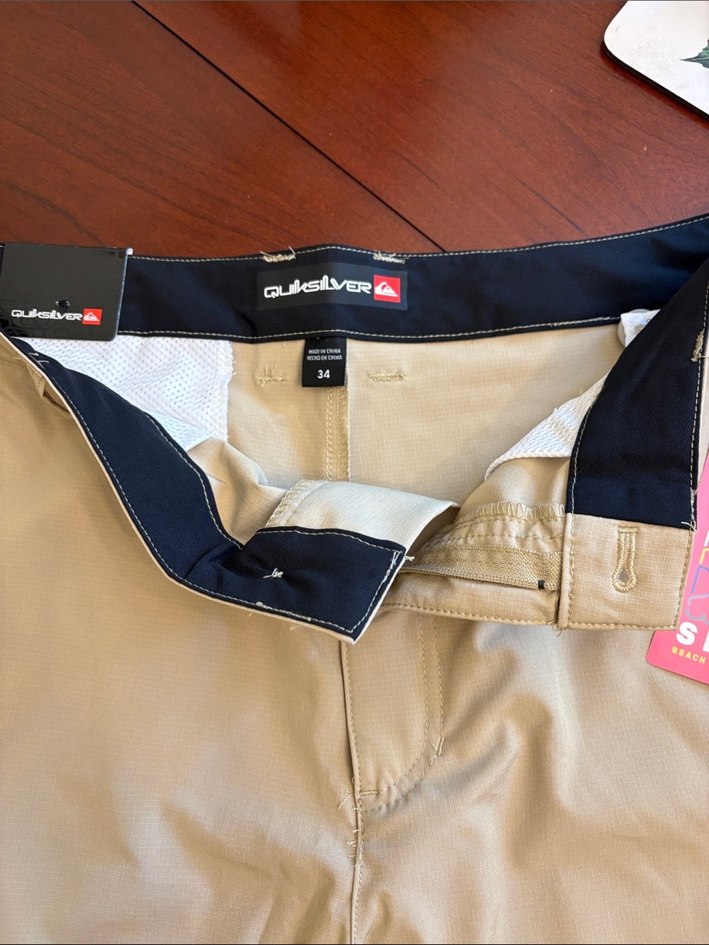 Quiksilver Men’s Tan Flat Front Shorts- 34